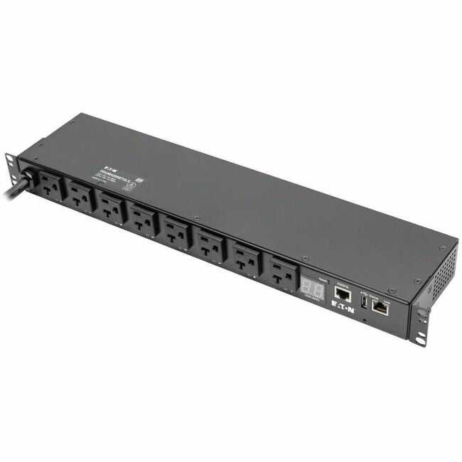 Eaton PDUMH20NET2LX Tripp Lite by Eaton PDU 1.9kW Single-Phase Switched PDU LX Interface 120V Outlets (8 5-15/20R) NEMA L5-20P/5-20P input 12 ft. (3.66 m) Cord 1U Rack TAA