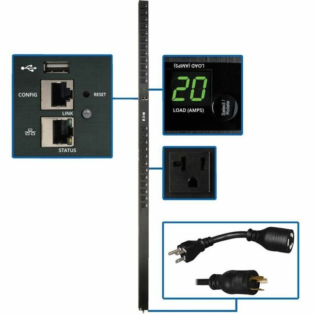 Eaton PDUMV20NETLX Tripp Lite by Eaton PDU 1.9kW Single-Phase Switched PDU - LX Interface 120V Outlets (24 5-15/20R) 10 ft. (3.05 m) Cord with L5-20P 0U TAA