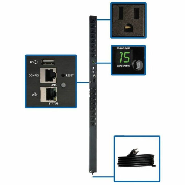 Eaton PDUMV15NETLX Tripp Lite by Eaton PDU 1.4kW Monofásico Conmutado PDU - Interfaz LX 120V Tomas (16 5-15R) Cable de 10 ft. (3.05 m) con 5-15P 0U TAA