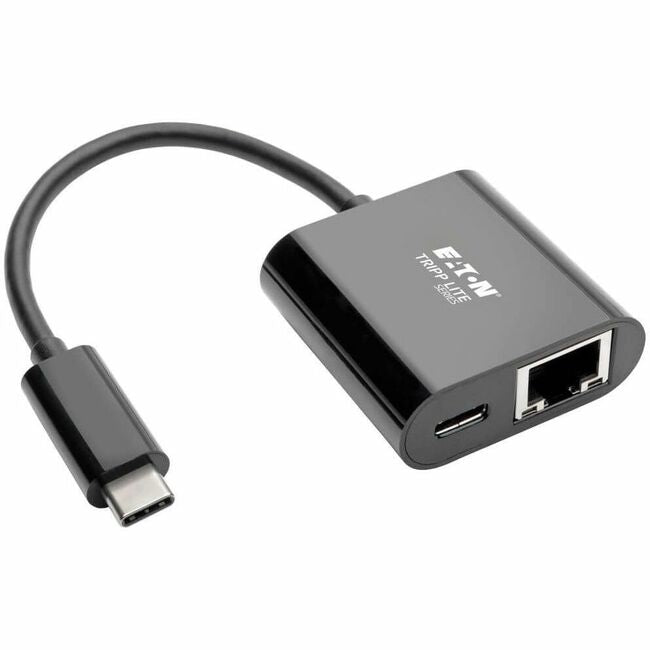 Eaton U436-06N-GB-C Tripp Lite Series USB-C to Gigabit Network Adapter with 60W USB-C PD Charging - Thunderbolt 3, Black
