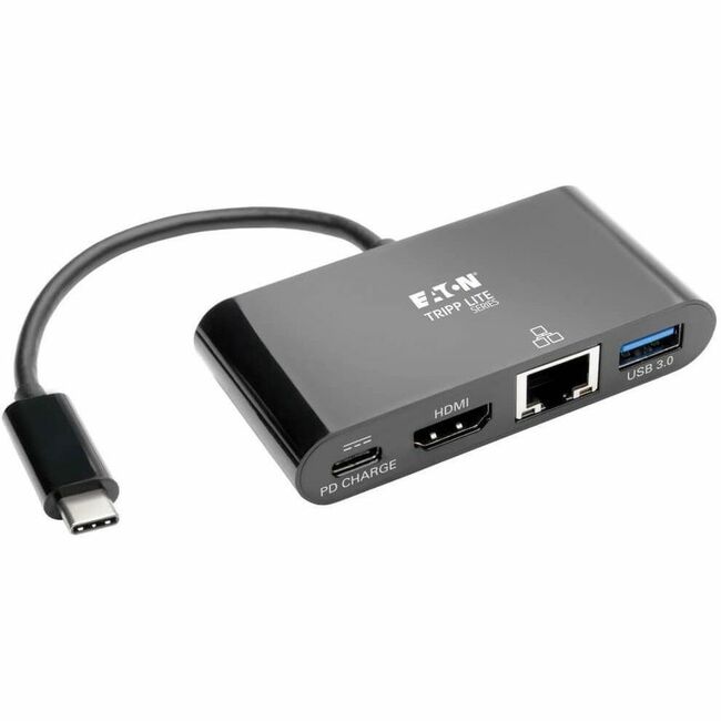 Eaton U444-06N-HGUB-C Adaptador Multipuerto USB-C Serie Eaton Tripp Lite - HDMI, Puerto Hub USB 3.x (5Gbps), Ethernet Gigabit, Carga PD 60W, HDCP, Negro