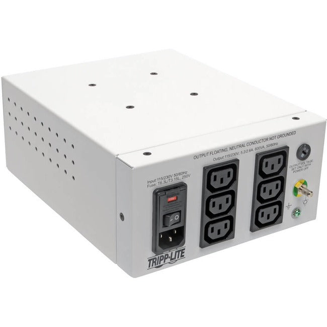 Eaton IS600HGDV Tripp Lite Series Isolator Series Dual-Voltage 115/230V 600W 60601-1 Medical-Grade Isolation Transformer, C14 Inlet, 6 C13 Outlets