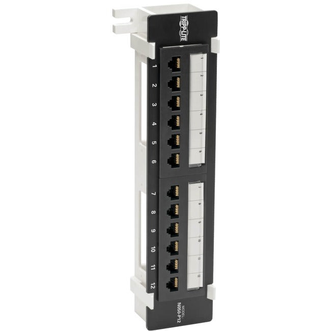 Eaton N050-P12 Panel de Parcheo Montable en Pared de 12 Puertos Cat5e de la Serie Eaton Tripp Lite - Compatible con PoE+, 110/Krone, 568A/B, Ethernet RJ45, TAA