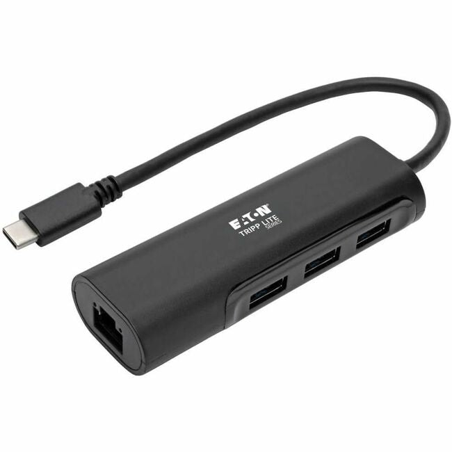 Eaton U460-003-3A1GB Tripp Lite Series Hub USB 3.x (5Gbps) de 3 Puertos con Puerto LAN, USB-C a 3x Puertos USB-A y Ethernet Gigabit, Negro