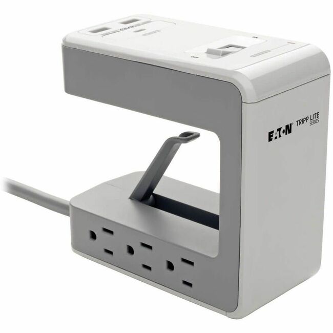 Eaton TLP648USBC Protector contra sobretensión Tripp Lite by Eaton de 6 salidas con 2 USB-A (2.4A compartidos) y 1 USB-C (3A) - Cable de 8 ft. (2.43 m), 1080 Joules, Abrazadera de escritorio