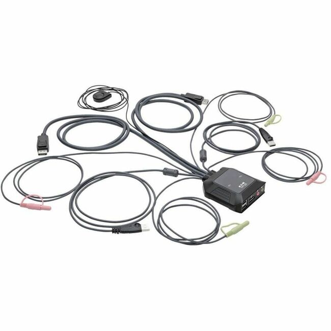 Eaton B032-DPUA2 Tripp Lite Series Conmutador KVM DisplayPort 1.1/USB de 2 Puertos con Audio/Video, Cables Integrados, Intercambio de Periféricos USB