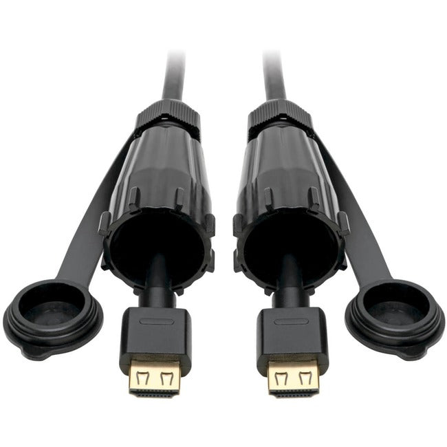 Eaton P569-012-IND2 Cable HDMI de Alta Velocidad Eaton Tripp Lite Series (M/M) - 4K 60 Hz, HDR, Industrial, IP68, Conectores con Capucha, Negro, 12 ft.