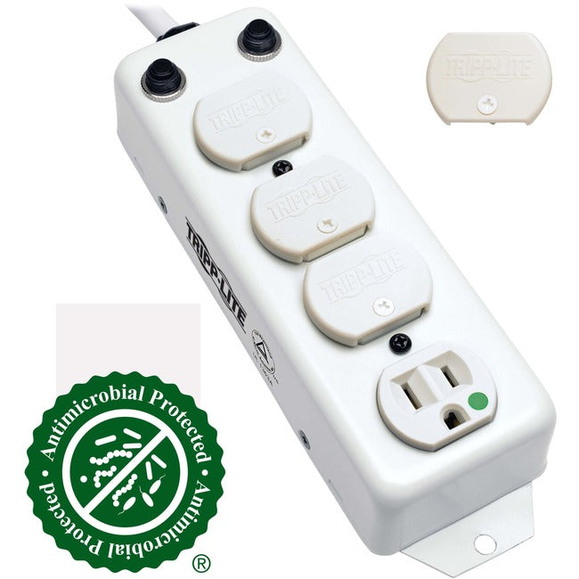 Eaton PS-415-HG-OEMRA Tripp Lite Series Safe-IT UL 1363A Regleta de Energía de Grado Médico para Área de Atención al Paciente, 4 Tomacorrientes de Grado Hospitalario, Cordón de Ángulo Recto de 15 ft