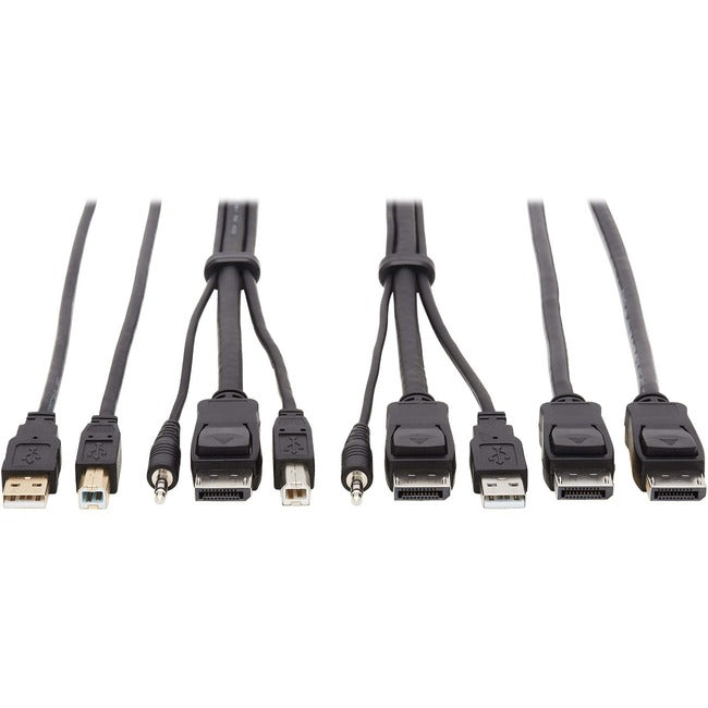 Eaton P783-010-DPU Tripp Lite by Eaton Cable KVM DisplayPort - DP USB 3.5 mm Audio (3xM/3xM) + USB (M/M) + DP (M/M) 4K 10 ft. (3.05 m) Negro