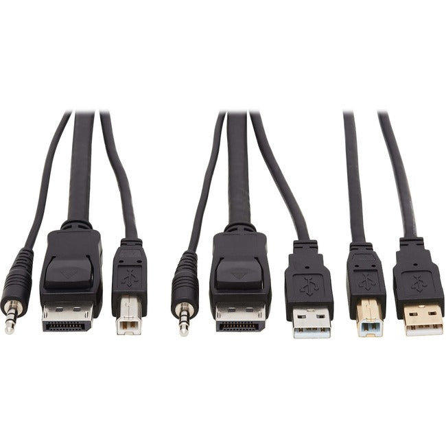 Eaton P783-010-U Tripp Lite Series Cable KVM DisplayPort - DP, USB, Audio 3.5 mm (3xM/3xM) + USB (M/M), 4K, 4:4:4, 10 ft. (3.05 m), Negro