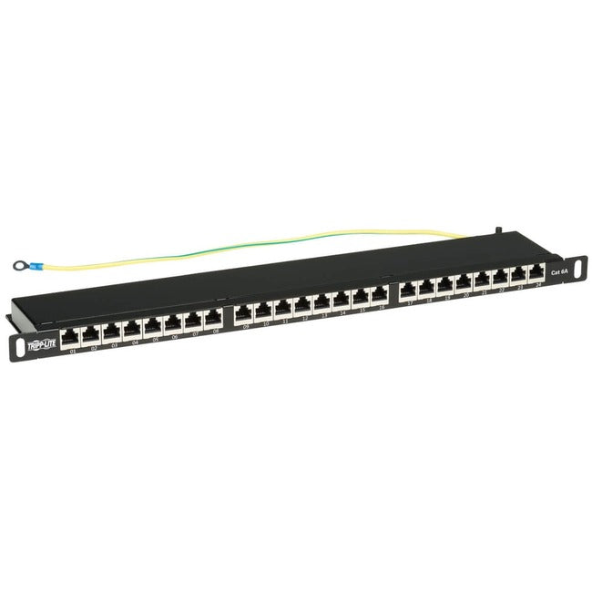 Eaton N252A-024-HUSHK Panel de Conexiones Blindado Cat6a de 24 Puertos de Alta Densidad Serie Eaton Tripp Lite - IDC Dual, 568A/B, Ethernet RJ45, Montaje en Rack 0.5U