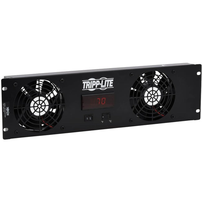 Eaton SRFAN3UDCTEMP Tripp Lite by Eaton Panel de Blanking 3U con Sensor de Temperatura Digital y 2 Ventiladores de 12VDC Extra Silenciosos LCD