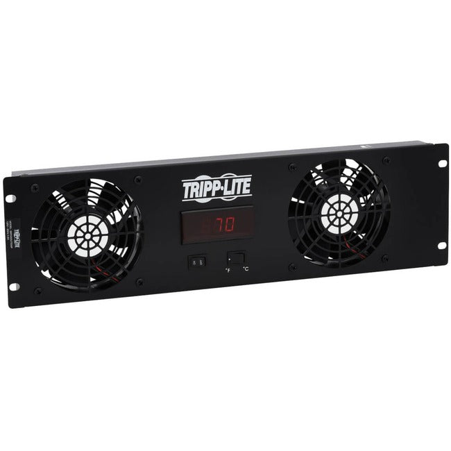 Eaton SRFAN3UTEMP Panel Blanqueador 3U Tripp Lite by Eaton con Sensor de Temperatura Digital y 2 Ventiladores de Alto Desempeño 12VDC LCD