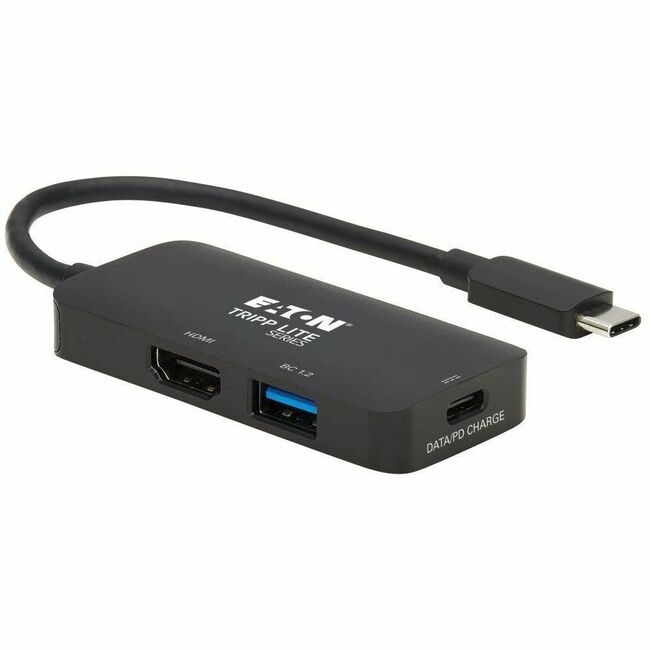 Eaton U444-06N-H4UBC2 Tripp Lite Series USB-C Multiport Adapter - HDMI 4K 60 Hz, 4:4:4, HDR, USB 3.x (5Gbps) Hub Ports, 100W PD Charging, Black