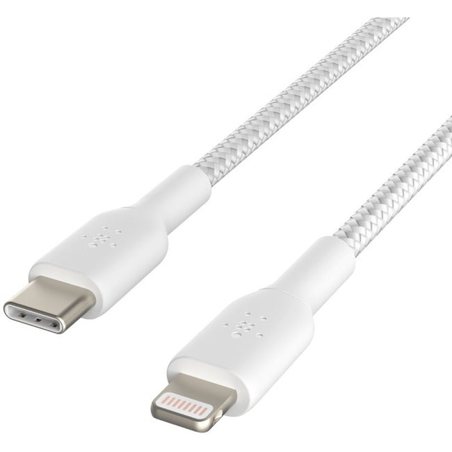 Belkin International INC CAA004BT1MWH Belkin BoostCharge Cable USB-C a Lightning Trenzado (1 metro / 3.3 pies, Blanco)
