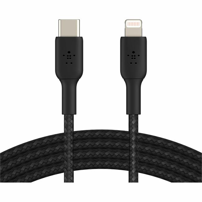 Belkin International INC CAA004BT2MBK Belkin Cable USB-C a Lightning de 30W - Nylon, Trenzado - M/M - 2m/6.6ft - Negro