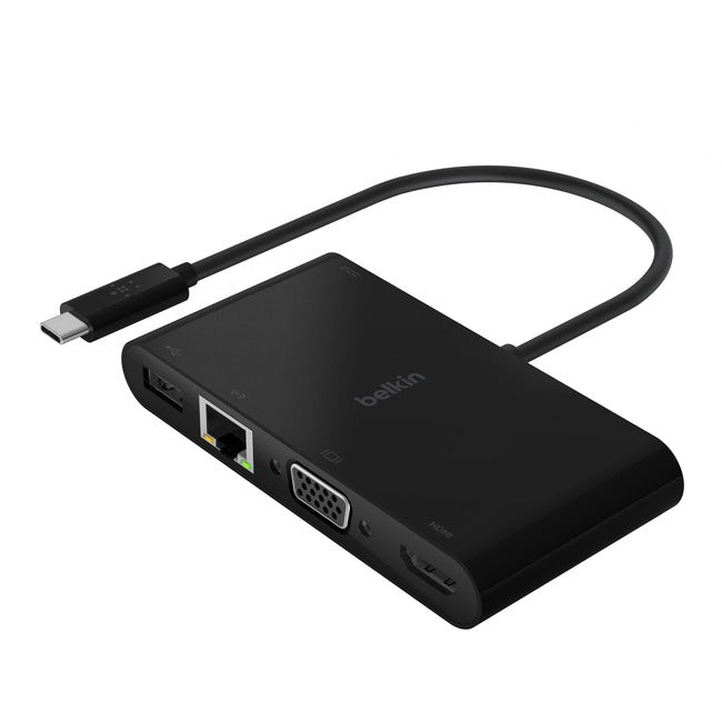Belkin International INC AVC004BK-BL Adaptador Multipuerto Belkin USB-C, USB-C a HDMI - USB A 3.0 - VGA, hasta 100W de Entrega de Energía, hasta Resolución 4k