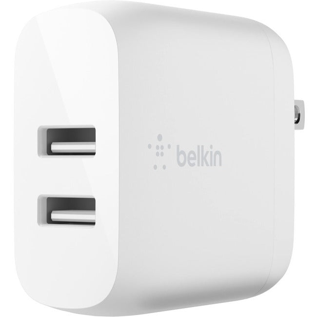 Belkin International INC WCD001DQ1MWH Belkin BoostCharge Cargador de Pared Dual USB-A 24W (Cable Lightning a USB-A incluido) - Adaptador de Corriente