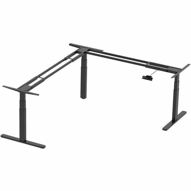 Monoprice, Inc. 34827 Workstream Marco de Escritorio L en Esquina Ajustable en Altura con Triple Motor Sit-Stand, Negro