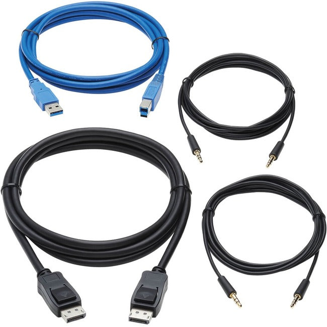 Eaton P785-DPKIT10 Kit de Cable DisplayPort KVM de la Serie Eaton Tripp Lite para KVM B005-DPUA2-K y B005-DPUA4, 4K DP, USB 3.2, 3.5 mm, 10 ft. (3.1 m)