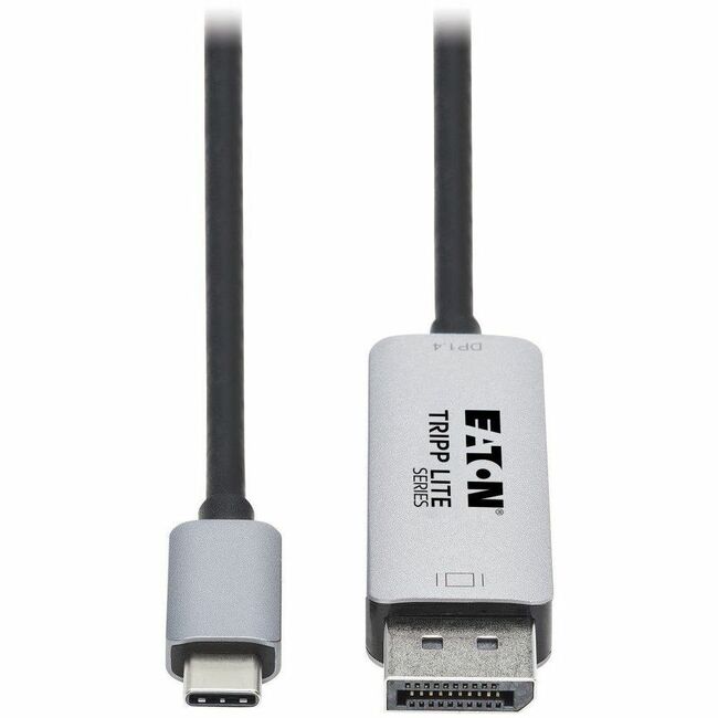 Eaton U444-006-DP8SE Cable adaptador activo Eaton Tripp Lite Series USB-C a DisplayPort 1.4 (M/M), UHD 8K/30 Hz o 4K/144 Hz, Negro/Plata, 6 pies (1.8 m)
