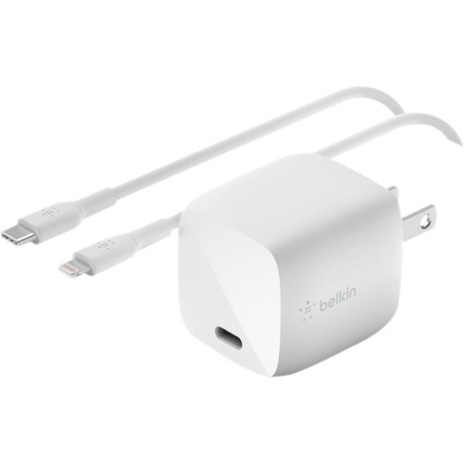 Belkin International INC WCH001DQ1MWH-B5 Belkin BoostCharge 30W USB-C GaN Wall Charger (Cable USB-C a Lightning incluido) - Adaptador de Energía