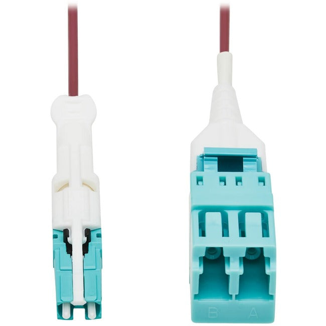 Eaton N822L-001-MF Tripp Lite Series 400G Duplex Multimode 50/125 OM4 Adaptador de Cable de Fibra Óptica (CS-PC/LC-PC), M/H, Chaqueta Redonda LSZH, Magenta, 1 ft.