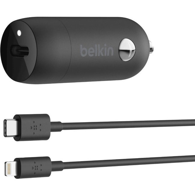 Belkin International INC CCA003BT04BK Cargador de Auto Belkin Boost Up Charge de 20 Vatios USB-C PD con Cable Lightning a USB-C