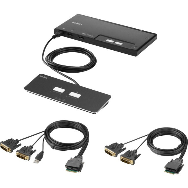 Belkin International INC F1DN202MOD-DD-4 Belkin Conmutador KVM Modular Seguro de 2 Puertos con Doble Cabezal DVI PP4.0 con Control Remoto