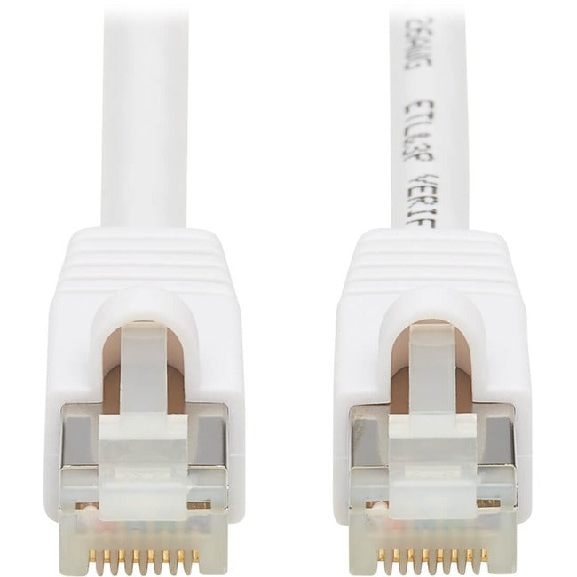 Eaton N262AB-025-WH Tripp Lite Series Safe-IT Cat6a 10G Snagless Antibacterial S/FTP Ethernet Cable (RJ45 M/M), PoE, White, 25 ft. (7.62 m), TAA