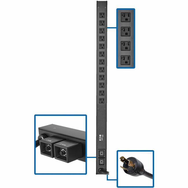 Eaton PDUV30-36 Tripp Lite by Eaton PDU 2.9kW 120V Monofásico PDU Básico - 12 Salidas NEMA 5-15/20R Entrada L5-30P Cable de 10 ft. 36 in. Montaje en Rack 0U