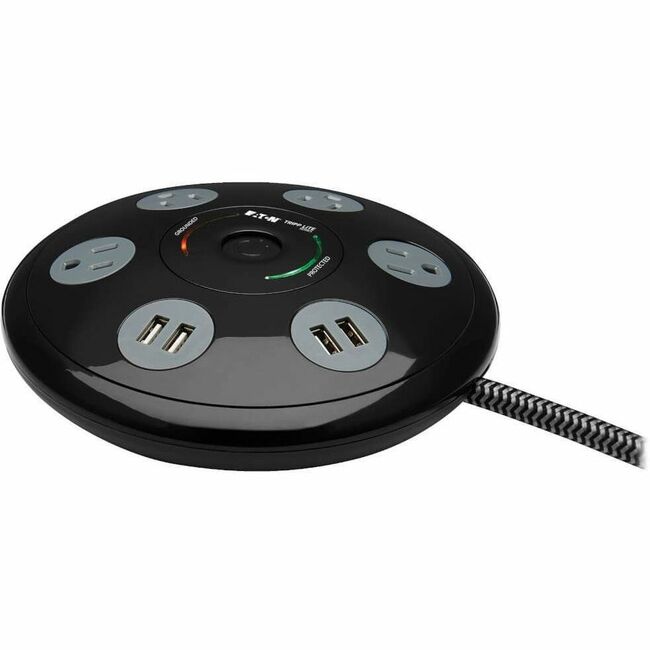 Eaton TLP406USBUFO Tripp Lite by Eaton Protector de Sobretensión para Conferencias - 4 Salidas NEMA 5-15R 4 Puertos USB-A Cable de 6 pies (1.83 m) Negro