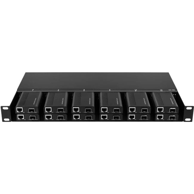 Axiom MCR0-CH-1U12-AX Mini-Media Converter Rack Mount Chassis - 1U, 12 Slots, Dual AC 220v