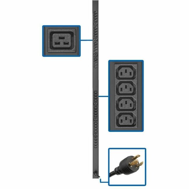 Eaton PDUV20HVL6-72 Tripp Lite by Eaton PDU 3.7kW 208/230V Monofásico PDU Básico - 32 Tomas C13 y 6 Tomas C19 Entrada L6-20P Cable de 10 ft. 63.75 in. 0U Rack