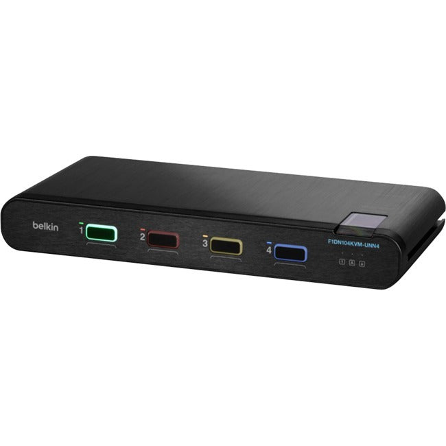 Belkin International INC F1DN104KVM-UNN4 Belkin Universal 2nd Gen Secure KVM Switch, 4-Port Single Head No CAC