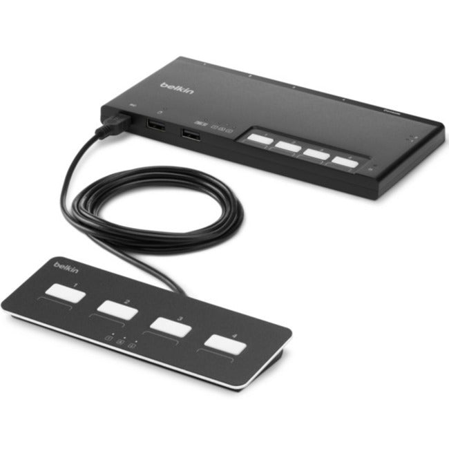 Belkin International INC F1DN104MOD-PP-4 Belkin Conmutador KVM Modular Seguro de 4 Puertos con Cabezal DP Único PP4.0 Con Control Remoto