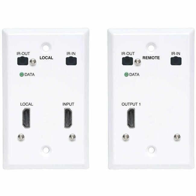 Eaton B127A-1A1-FHFH Tripp Lite Series HDMI over Cat6 Extender Kit, Wallplate, 4K 60Hz, 4:4:4, IR, PoC, HDR, HDCP 2.2, 230 ft., TAA