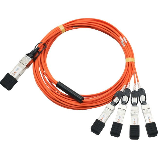 Enet Solutions, Inc. QSFP-4X10G-AOC7M-ENC Cable de Ruptura de Fibra Óptica Activa ENET Compatible con Cisco QSFP-4X10G-AOC7M Conforme a TAA Funcionalmente Idéntico 40G QSFP+ a (4) SFP+ 7m