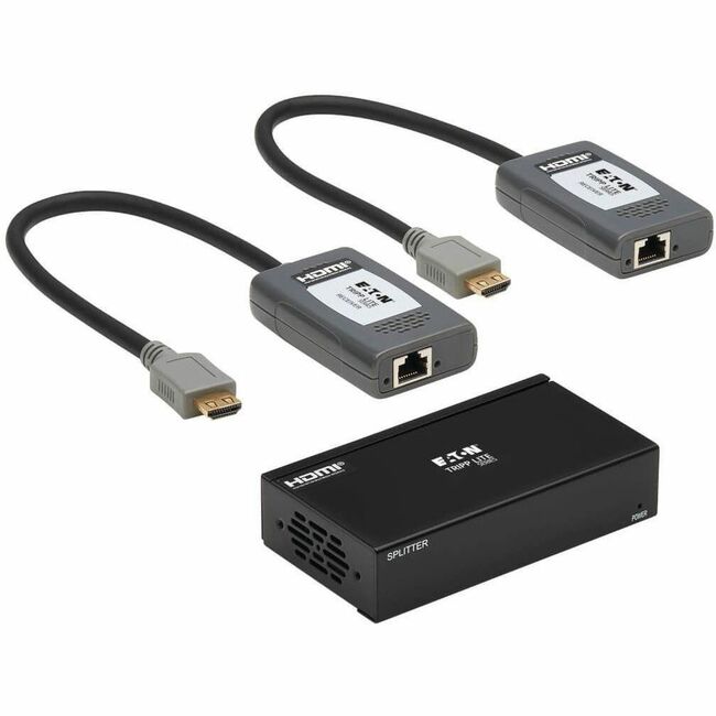 Eaton B127A-002-BHPH2 Kit Extensor HDMI sobre Cat6 de 2 Puertos de la Serie Eaton Tripp Lite, Divisor/2 Receptores de Conexión de Cola de Cerdo - 4K 60 Hz, HDR, 4:4:4, PoC, 230 ft. (70.1 m), TAA