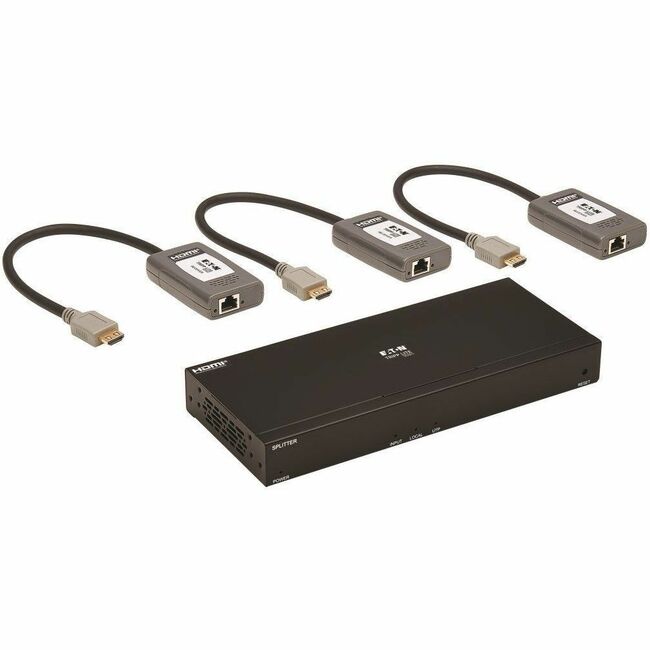 Eaton B127A-004-BHPH3 Kit Extensor HDMI sobre Cat6 de 4 Puertos de la Serie Eaton Tripp Lite, Divisor/3 Receptores Tipo Pigtail - 4K 60 Hz, HDR, 4:4:4, PoC, 230 pies (70.1 m), TAA