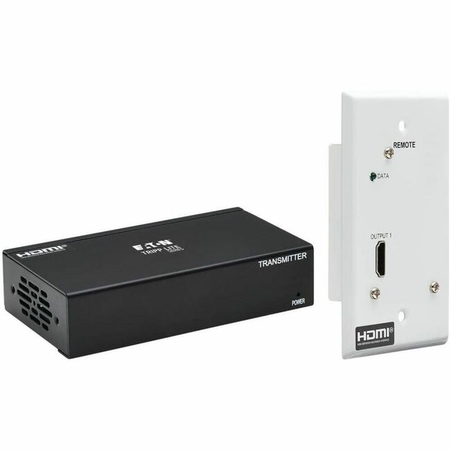 Eaton B127A-1A1-BDFH Kit Extensor Eaton Tripp Lite Series DisplayPort a HDMI sobre Cat6, Transmisor en Caja/Receptor en Placa de Pared, 4K 60 Hz, 4:4:4, PoC, HDCP 2.2, 230 ft. (70.1 m), TAA