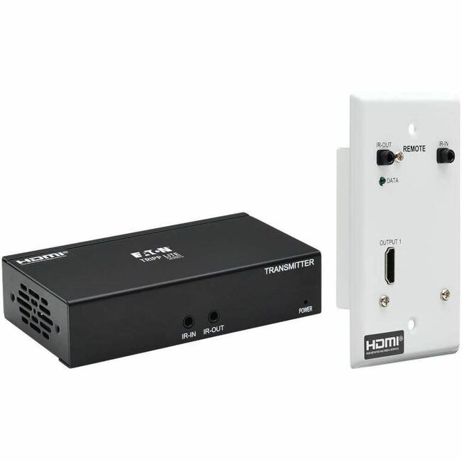 Eaton B127A-1A1-BHFH Tripp Lite Series HDMI over Cat6 Extender Kit, Box Transmitter/Wall Plate Receiver, 4K 60 Hz, 4:4:4, IR, PoC, HDR, HDCP 2.2, 230 ft., TAA