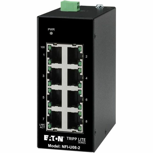 Eaton NFI-U08-2 Tripp Lite Series Conmutador Ethernet Industrial de 8 Puertos No Administrado - 10/100 Mbps, Ruggedizado, -40&deg; a 75&deg;C, Montaje DIN, TAA