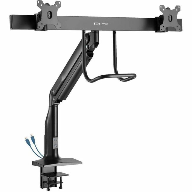 Eaton DMPDD1735AM Tripp Lite Series Safe-IT Precision-Placement Dual-Display Desk Clamp or Grommet with Antimicrobial Tape for 17˘ to 35˘ Displays, USB Ports