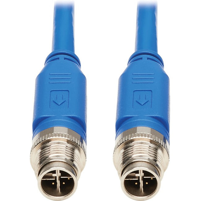 Eaton NM12-601-03M-BL Tripp Lite Series M12 X-Code Cat6 1G UTP CMR-LP Ethernet Cable (M/M), IP68, PoE, Blue, 3 m (9.8 ft.), TAA