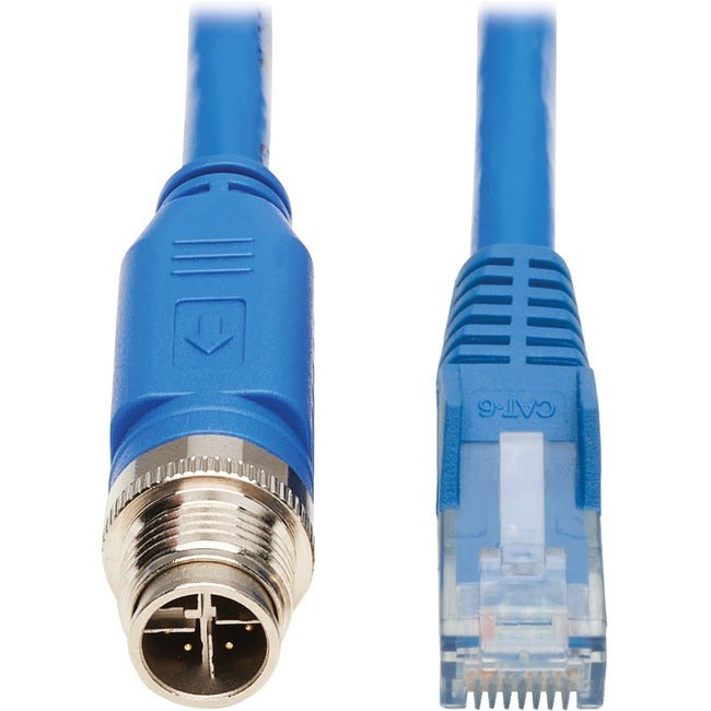 Eaton NM12-602-03M-BL Cable Ethernet Eaton Tripp Lite Series M12 X-Code Cat6 1G UTP CMR-LP (M12 M/RJ45 M), IP68, PoE, Azul, 3 m (9.8 ft.), TAA