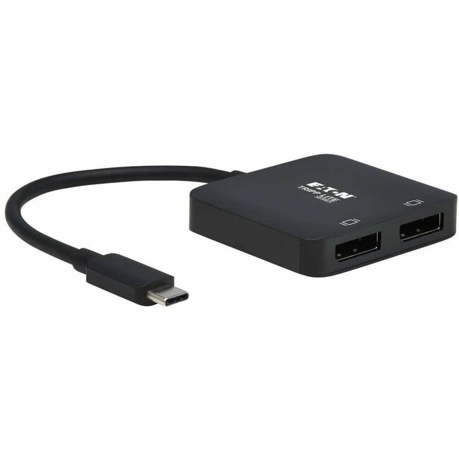 Eaton U444-2DP-MST4K6 Tripp Lite Series USB-C Adapter, Dual Display - 4K 60 Hz DisplayPort, 8K, HDR, 4:4:4, HDCP 2.2, DP 1.4 Alt Mode, Black