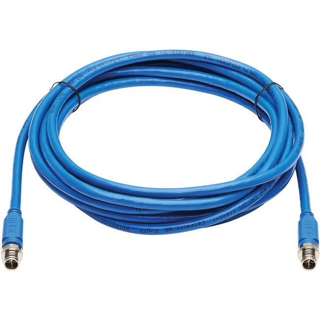 Eaton NM12-6A1-03M-BL Tripp Lite Series M12 X-Code Cat6a 10G F/UTP CMR-LP Cable Ethernet Blindado (M/M), IP68, PoE, Azul, 3 m (9.8 ft.), TAA
