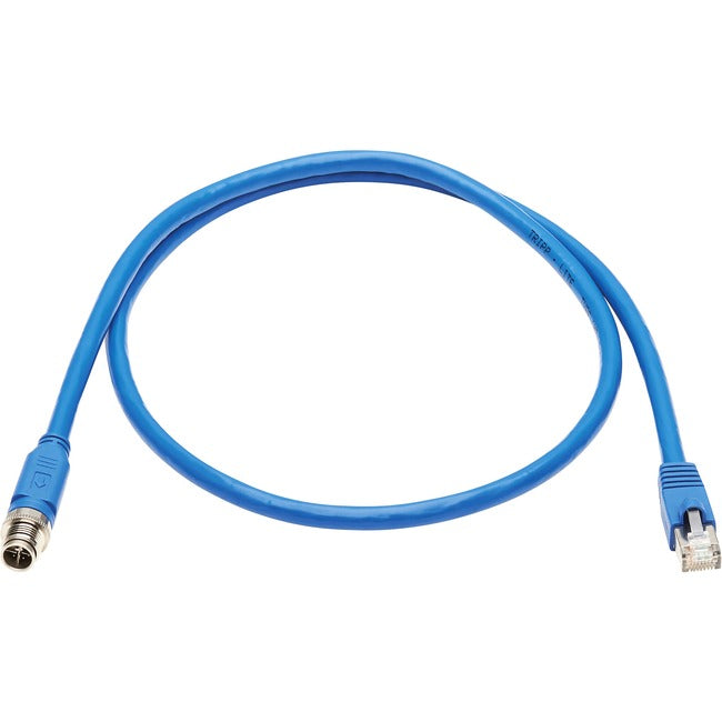 Eaton NM12-6A2-02M-BL Tripp Lite Series M12 X-Code Cat6a 10G F/UTP CMR-LP Cable Blindado Ethernet (M12 M/RJ45 M), IP68, PoE, Azul, 2 m (6.6 ft.), TAA