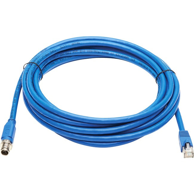 Eaton NM12-6A2-10M-BL Tripp Lite Series M12 X-Code Cat6a 10G F/UTP CMR-LP Cable Ethernet Blindado (M12 M/RJ45 M), IP68, PoE, Azul, 10 m (32.8 ft.), TAA
